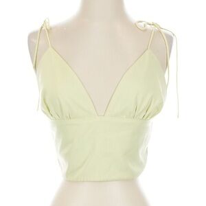 superdown Pale Yellow Tie-Shoulder Crop Top